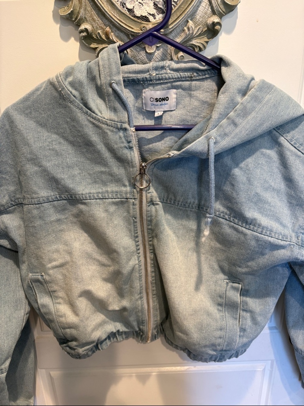 Ci Sono Light Wash Denim Zip Hoodie